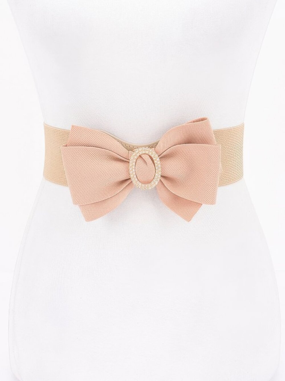 Rhinestone Bow Buckle Stretch Belt